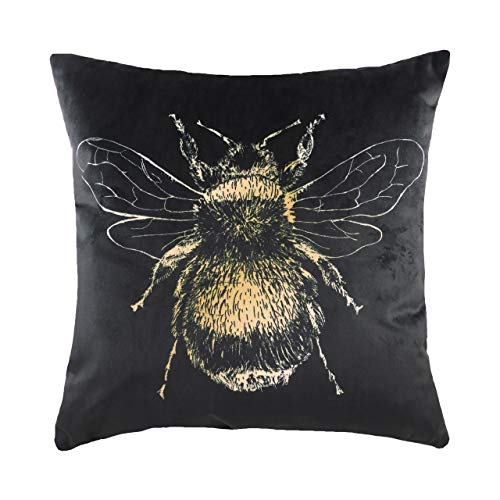 Evans Lichfield Gold-Bee Feder gefülltes Kissen, Schwarz, 43 x 43 cm von Riva Home