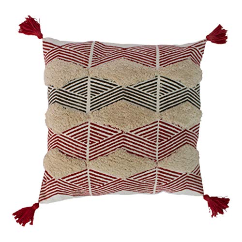 Riva Home Catalina Kissen mit Federfüllung, 100% Baumwolle, Rot/Natur, 50 x 50cm (20" x 20") von Riva Home