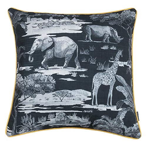 Riva Home Safari Kissen mit Federfüllung, anthrazit, 55 x 55cm (22" x 22") von Riva Home