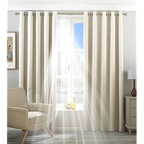 Riva Home Eclipse-Ringtop Eyelet Vorhang, Polyester, Elfenbein, 229 x 183cm von Paoletti