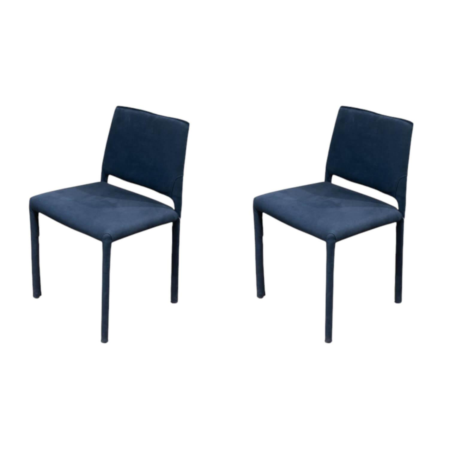 2er Set Stuhl Kau Soft Leder Nabuk Dunkelblau Gestell Metallrahmen Mit Leder Bez... 2er Set Stuhl Kau Soft Leder Nabuk Dunkelblau Gestell Metallrahmen Mit Leder Bez... von Riva1920