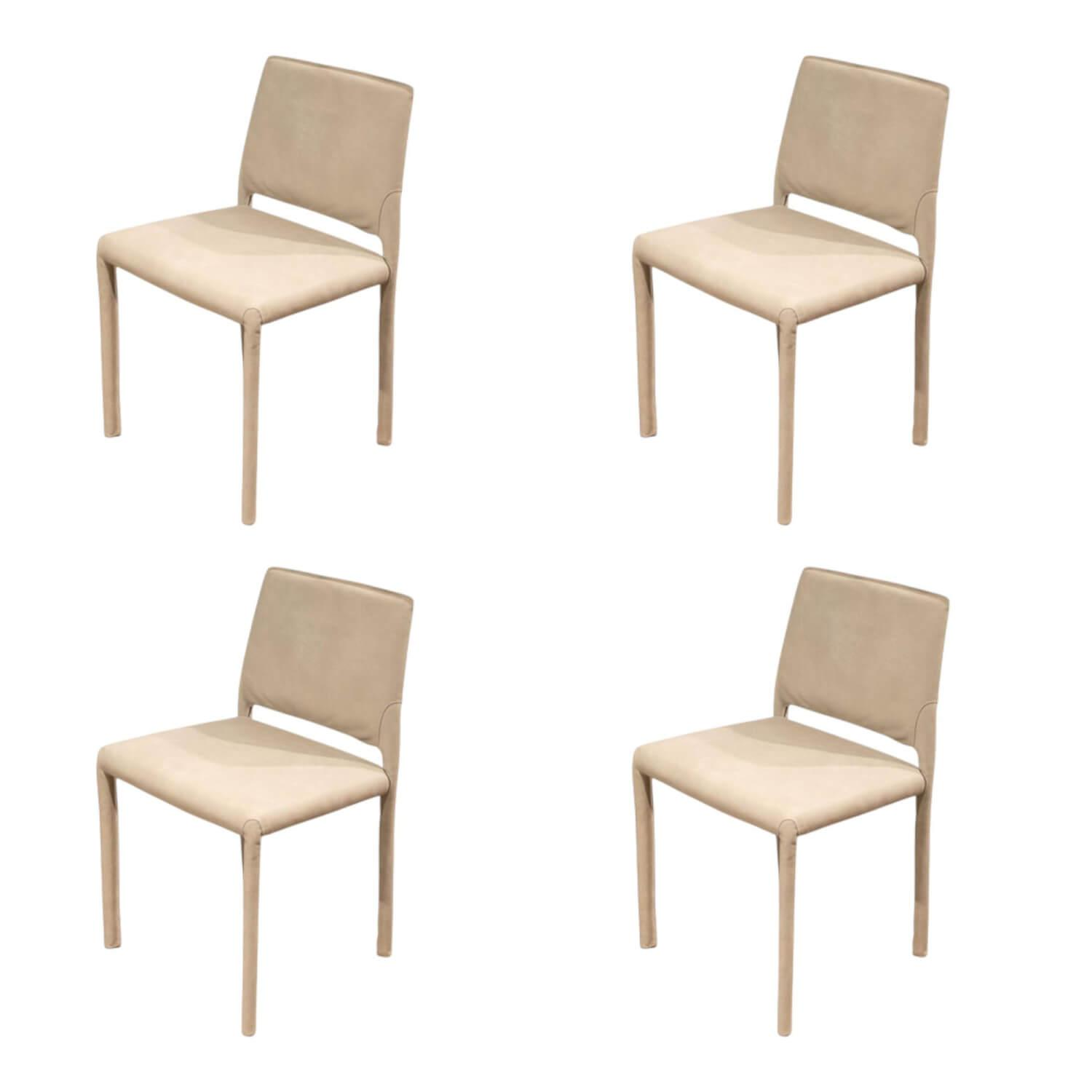 4er Set Stuhl Kau Soft Leder Camoscio Beige Gestell Metallrahmen Mit Leder Bezog... 4er Set Stuhl Kau Soft Leder Camoscio Beige Gestell Metallrahmen Mit Leder Bezog... von Riva1920