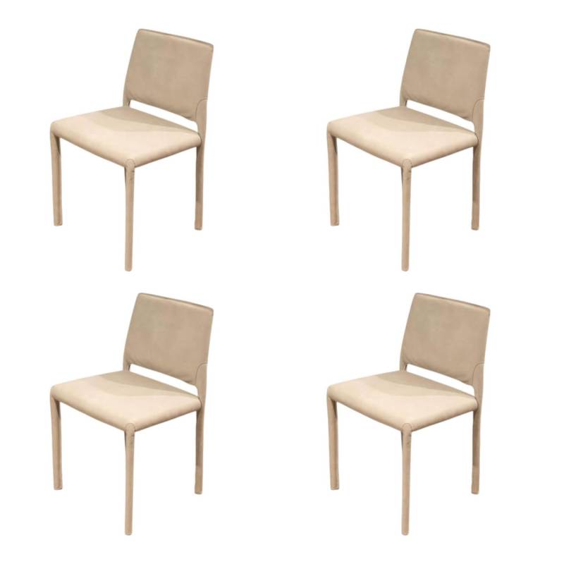 4er Set Stuhl Kau Soft Leder Camoscio Beige Gestell Metallrahmen Mit Leder Bezog... 4er Set Stuhl Kau Soft Leder Camoscio Beige Gestell Metallrahmen Mit Leder Bezog... von Riva1920