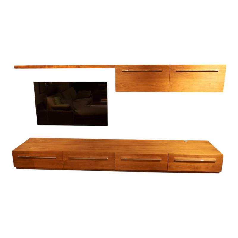 Wohnwand Sipario Nussbaum Geölt mit Kabeldurchlass von Riva1920