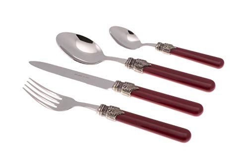 Rivadossi Sandro 1624A08 Besteck-Set für 6 Personen, 24-teilig - Classic-100% Made in Italy, Handwerkskunst und Design, Edelstahl 18/10, Bordeaux von Rivadossi Sandro