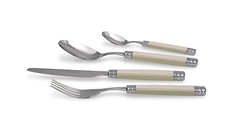 Rivadossi Sandro 7816S12 Besteck-Set für 4 Personen, 16-teilig, Rosinen-Rosinen, 100% Made in Italy, Handwerkskunst und Design, Edelstahl 18/10, elfenbeinfarben von Rivadossi Sandro