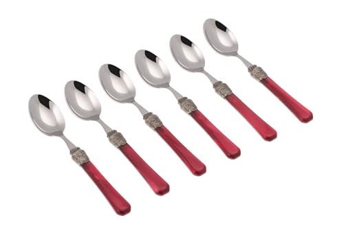 Rivadossi Sandro 9606CAF08 Kaffeelöffel-Set, 6 Stück Penelope-100% Made in Italy, Handwerkskunst und Design, Edelstahl 18/10, Bordeaux von Rivadossi Sandro