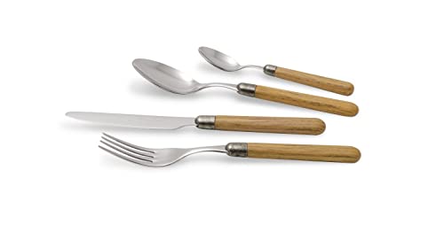 Rivadossi Sandro 9816S09 Besteck-Set für 4 Personen, 16-teilig, 100% Made in Italy, Handwerkskunst und Design, Edelstahl 18/10, Eiche von Rivadossi Sandro