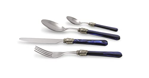 Rivadossi Penelope Blue – Besteck-Set für 6 Personen, 24-teilig – 100% Made in Italy, Handwerkskunst und Design – Edelstahl 18/10 von Rivadossi