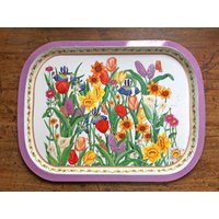 Metall Tablett Bett Platte Tv Serviertablett Blumen Thema Schmetterling von RivagesNostalgiques