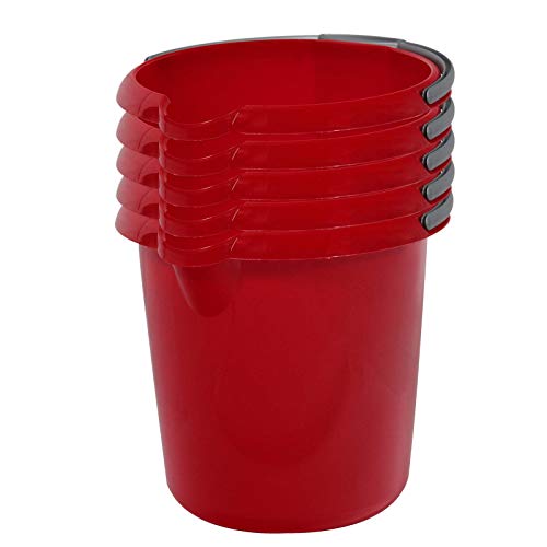 Putzeimer Set mit Ausguss und Skala, 5X 10 Liter rot - Eimer rund, Wassereimer Kunststoff, Haushaltseimer Plastik von Rival