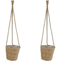 2 Stück Rivanto® Blumenampel Arno konisch nach unten zulaufend Größe S 18x18x16 cm Gesamtlänge 70 cm beige von Rivanto