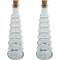 2 Stück Rivanto® Dekovase Bolas Glasvase mit Korken Glasflasche mit Korken Glas 6x6x18 cm transparent Glas von Rivanto