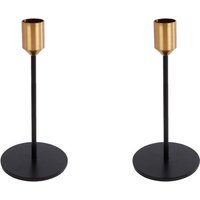 2 Stück Rivanto® Kerzenhalter Maya L schwarz/gold Ø8 x 20 cm Metall-Kerzenständer für Kerzen Ø 2,1 cm, Tisch-Deko von Rivanto