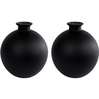 2 Stück Rivanto® Vase Artemis S matt schwarz Glas Ø16x18cm Blumenvase aus Glas, Blumentopf von Rivanto