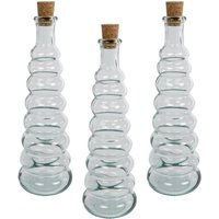 3 Stück Rivanto® Dekovase Bolas Glasvase mit Korken Glasflasche mit Korken Glas 6x6x18 cm transparent Glas von Rivanto