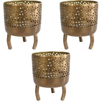 3 Stück Rivanto® Teelichtalter Luca Teelichtständer im orientalischen Design Größe S 6x6x8 cm gold Metall von Rivanto