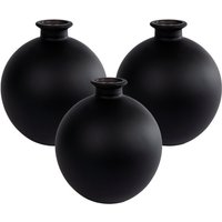 3 Stück Rivanto® Vase Artemis S matt schwarz Glas Ø16x18cm Blumenvase aus Glas, Blumentopf von Rivanto