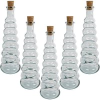 5 Stück Rivanto® Dekovase Bolas Glasvase mit Korken Glasflasche mit Korken Glas 6x6x18 cm transparent Glas von Rivanto