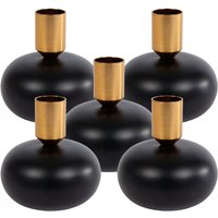 5 Stück Rivanto® Kerzenhalter Maya Kugel S schwarz/gold Ø8 x 8,5 cm Metall-Kerzenständer für Kerzen Ø 2,1 cm, Tisch-Deko von Rivanto
