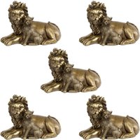 5 Stück Rivanto® Skulptur Lion with cub gold Polystone 13x9x15cm von Rivanto