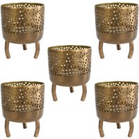 5 Stück Rivanto® Teelichtalter Luca Teelichtständer im orientalischen Design Größe S 6x6x8 cm gold Metall von Rivanto