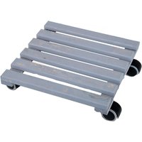 8 Stück Rivanto® Indoor Pflanzenroller quadratisch 29 x 29 x H8,5 cm, FSC-Holz mit Kunststoffrollen, Pflanzenuntersetzer für Blumentöpfe, grau von Rivanto