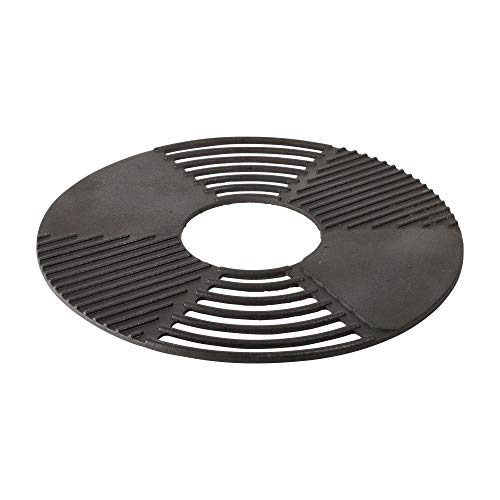 Esschert Design Grillrost/Grillplatte für Feuerschale, aus Gusseisen, Ø 60 x 1,3 cm, mit Rauchrillen und Grill-Fläche von Rivanto