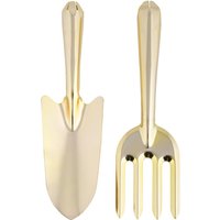 Rivanto® 2er Set Goldene Gartengeräte aus Gartenschaufel und Mini-Gartenspaten ca. 26,8 cm, Gartenwerkzeuge aus Carbonstahl von Rivanto