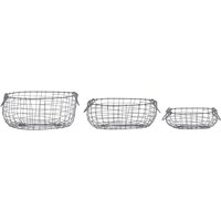 Rivanto® 3er Set Drahtkörbe mit Aufhänge-Haken, 27,4 x 20,2 x 9,9 cm, oval, aus Eisendraht, in 3 verschiedenen Größen von Rivanto