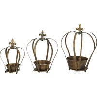 Rivanto® Aged Metal Pflanzgefäß Krone Set/3 antike Optik von Rivanto