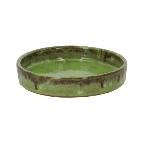 Rivanto® Blumentopf Untersetzer klein glasiert grün Ø 15,5 cm, H3 cm Keramik Terracotta von Rivanto