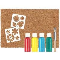 Rivanto® Do-It-Yourself Türmatten Set, Motiv Blumen, 60 x 40 x 1,5 cm Kokosfaser Fußmatte von Rivanto