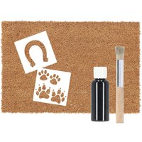 Rivanto® Do-It-Yourself Türmatten Set, Motiv Tierspuren, 60 x 40 x 1,5 cm Kokosfaser Fußmatte von Rivanto