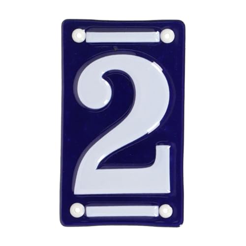 Rivanto® Emaille Hausnummer 2 wetterfeste Eisenziffern 7 x 0,5 x12 cm für Hausnummernschild von Rivanto
