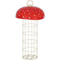 Rivanto® Fliegenpilz- Meisenknödelautomat Ø13 cm, Höhe 24,5 cm Hängende Futterstation für Wild- und Gartenvögel von Rivanto