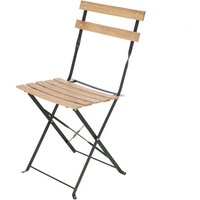 Rivanto® Gartenstuhl im Bistro-Design, Stahlgestell mit Holz-Sitzfläche 41 x 45,5 cm, Höhe 82,5 cm, Klappstuhl von Rivanto