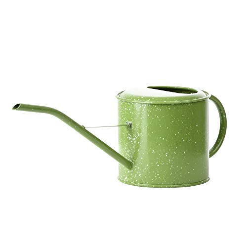 Rivanto® Gießkanne Emaillelook grün, 1350 ml, verzinkter Stahl, Indoor-Gießkanne, L36,5 cm, Ø13,5 cm von Rivanto