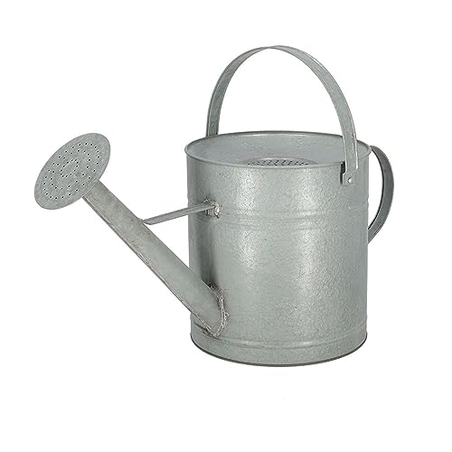 Rivanto® Große Altzink Gießkanne 8,7 Liter aus Zink, Grau, Outdoor Grießkanne mit großer Brause und 2 Griffen von Rivanto
