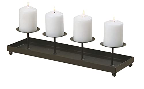 Rivanto® Kerzenhalter mit Dorn, 40 x 12,5 cm, Adventskranz, 4-flammiger Metall Kerzenständer, max. Kerzendurchmesser 7 cm, mit Standfüßchen von Rivanto