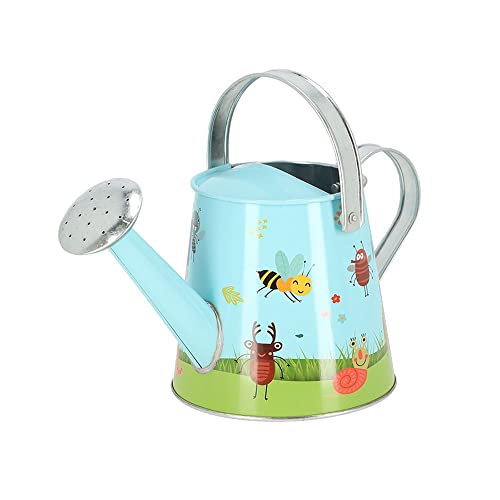 Rivanto® Kinder Garten Gießkanne Insekten 1300 ml mit großer Brause und 2 Griffen, verzinktes Eisen, 26,5 x 18 x 15,5 cm von Rivanto