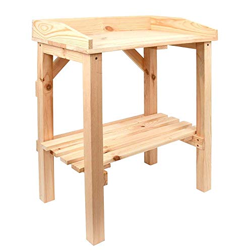 Rivanto® Pflanztisch für Kinder mit 2 Ebenen, Stabiler Stand, L 32 x B 48 x H 61 cm, FSC-Kiefernholz, naturfarben, obere Ebene mit Rand von Rivanto