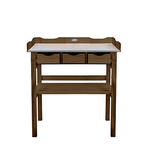 Rivanto® Pflanztisch mit Schubläden und Ablage, 38 x 80 x H 82 cm, aus behandeltem Kiefernholz von Rivanto