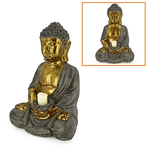 NOOR Living Design Products 14619 Buddhafigur, Gold/Grau von Rivanto