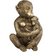 Rivanto® Skulptur Monkey with cub gold Polystone 13x9x15cm von Rivanto