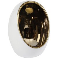 Rivanto® Teelicht Ständer Pim , Größe M gold/weiß Ø11,5x15cm, Windlicht-Ständer aus Ton von Rivanto