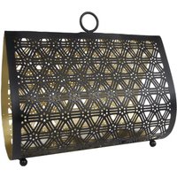 Rivanto® Teelichthalter Helga Teelichtständer im orientalischen Design Größe L Maße 22x17x10 cm Gold | schwarz Metall von Rivanto