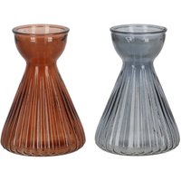 Rivanto® Zwiebelvase geriffelt aus Glas für Hyazinthen Ø9 x 13 cm Retro Indoor-Vase von Rivanto