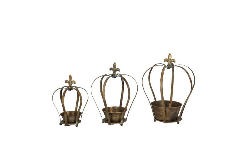 Rivanto Blumentopf (Set, 3 St), Aged Metal Pflanzgefäß Krone Set/3 mit feinen Details und edler Optik von Rivanto