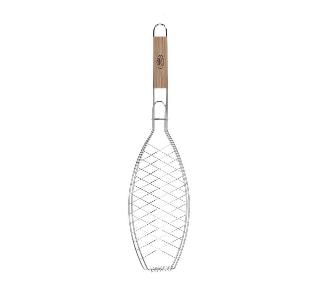 Rivanto Sparerib-Halter, Edelstahl Grill-Fischhalter Eschenholz-Griff von Rivanto